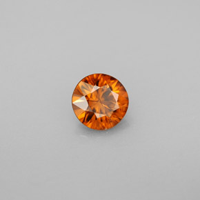 Zircon orange naturelle coupe roude, 0,80 ct, VS