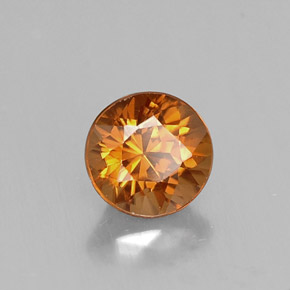 Zircon orange naturelle coupe roude, 1,04 ct, VVS-VS