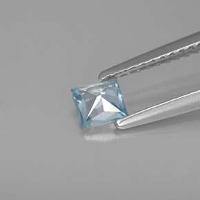 Zircon bleue naturelle carré, 0,47 ct, VVS-VS
