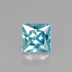 Zircon bleue naturelle carré, 0,58 ct, VS