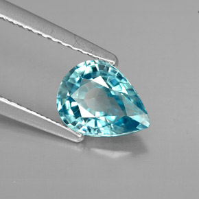 Zircon bleue naturelle en forme de poire, 1,41 ct, VVS-VS