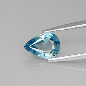 Zircon bleue naturelle en forme de poire, 1,45 ct, VS