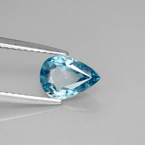 Zircon bleue naturelle en forme de poire, 1,45 ct, VS