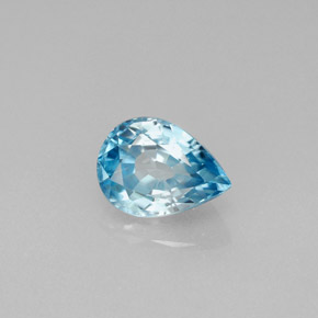 Zircon bleue naturelle en forme de poire, 1,96 ct, VVS-VS