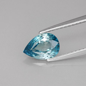Zircon bleue naturelle en forme de poire, 1,45 ct, VVS