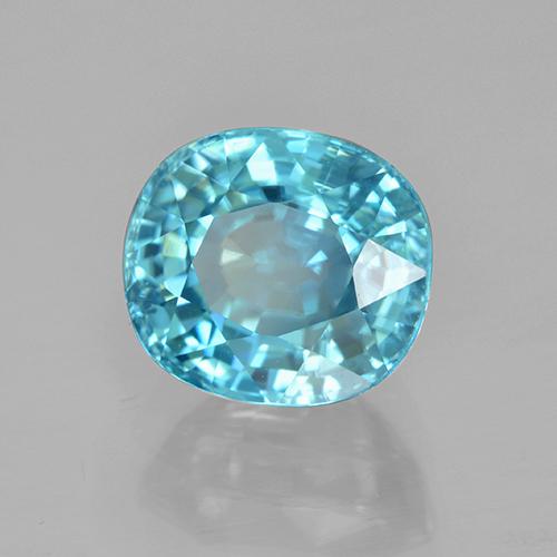 Zircon Bleu verdâtre vif naturelle Coupe ovale, 3.87 ct, VVS-VS