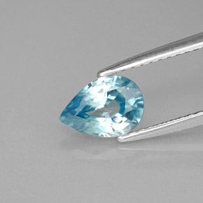Zircon bleue naturelle en forme de poire, 1,39 ct, VS
