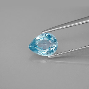 Zircon bleue naturelle en forme de poire, 1,55 ct, VS