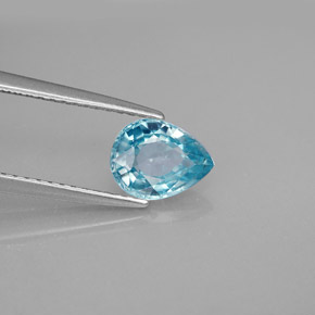 Zircon bleue naturelle en forme de poire, 1,55 ct, VS