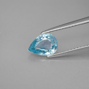Zircon bleue naturelle en forme de poire, 1,64 ct, VVS
