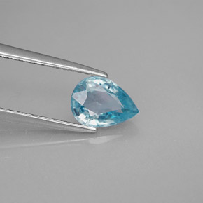 Zircon bleue naturelle en forme de poire, 1,64 ct, VVS