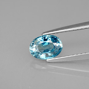Zircon bleue naturelle coupe ovale, 1,23 ct, VVS-VS