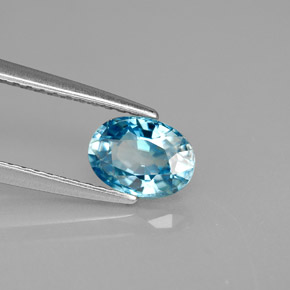 Zircon bleue naturelle coupe ovale, 1,23 ct, VVS-VS