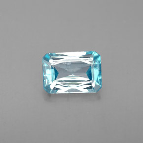 Zircon bleue naturelle taille émeraude, 1,38 ct, VS