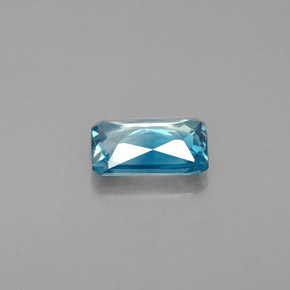 Zircon bleue naturelle taille émeraude, 1,04 ct, VVS-VS