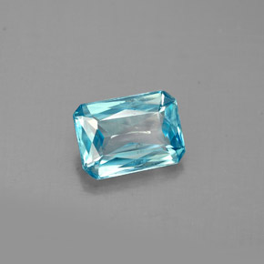Zircon bleue naturelle taille émeraude, 1,45 ct, VS