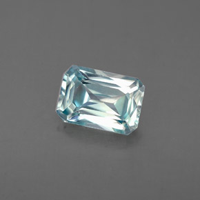 Zircon bleue naturelle taille émeraude, 1,40 ct, VVS-VS