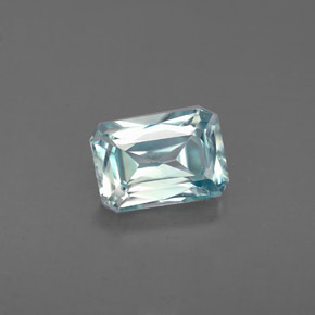 Zircon bleue naturelle taille émeraude, 1,40 ct, VVS-VS
