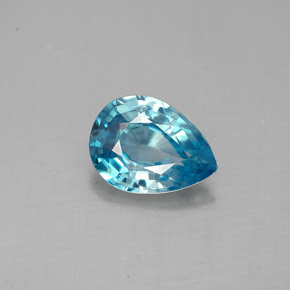 Zircon bleue naturelle en forme de poire, 1,45 ct, VVS