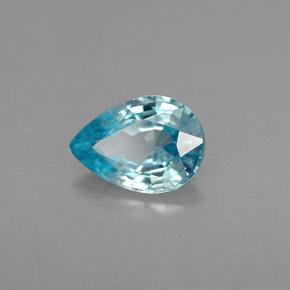 Zircon bleue naturelle en forme de poire, 1,34 ct, VVS