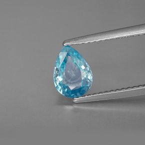 Zircon bleue naturelle en forme de poire, 1,29 ct, VVS-VS