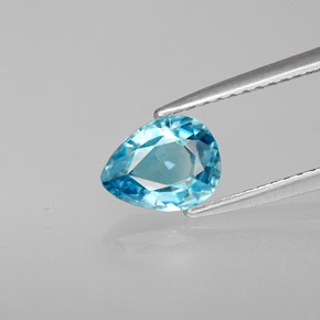 Zircon bleue naturelle en forme de poire, 1,38 ct, VS