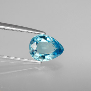 Zircon bleue naturelle en forme de poire, 1,38 ct, VS