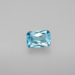 Zircon bleue naturelle taille émeraude, 1,17 ct, VVS-VS