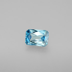 Zircon bleue naturelle taille émeraude, 1,17 ct, VVS-VS