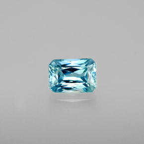 Zircon bleue naturelle taille émeraude, 1,44 ct, VS