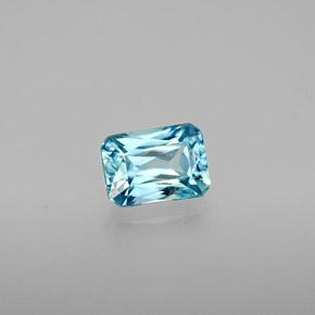 Zircon bleue naturelle taille émeraude, 1,44 ct, VS