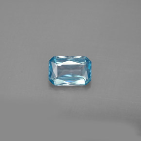 Zircon bleue naturelle taille émeraude, 1,12 ct, VS