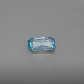 Zircon bleue naturelle taille émeraude, 1,12 ct, VS