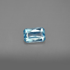 Zircon bleue naturelle taille émeraude, 1,20 ct, VVS
