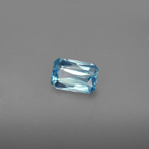 Zircon bleue naturelle taille émeraude, 1,20 ct, VVS