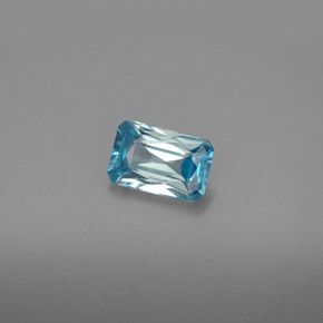 Zircon bleue naturelle taille émeraude, 1,31 ct, VVS-VS