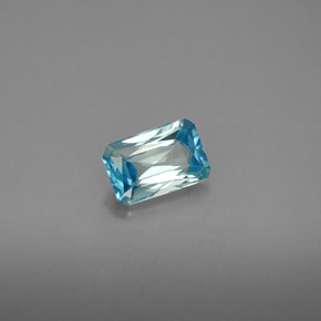 Zircon bleue naturelle taille émeraude, 1,31 ct, VVS-VS