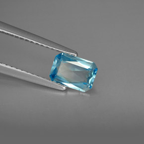 Zircon bleue naturelle taille émeraude, 0,93 ct, VVS