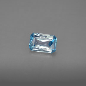 Zircon bleue naturelle taille émeraude, 1,20 ct, VS