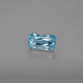Zircon bleue naturelle taille émeraude, 1,27 ct, VVS-VS