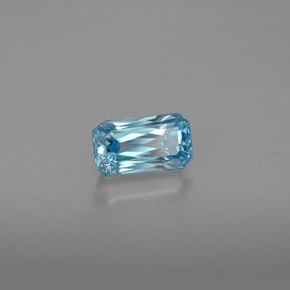 Zircon bleue naturelle taille émeraude, 1,27 ct, VVS-VS