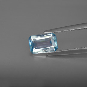 Zircon bleue naturelle taille émeraude, 1,22 ct, VVS-VS
