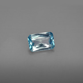 Zircon bleue naturelle taille émeraude, 1,23 ct, VS