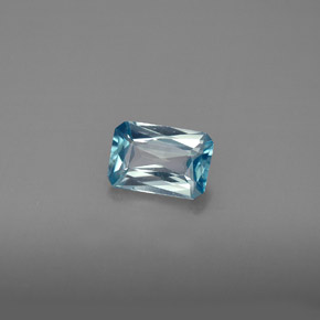 Zircon bleue naturelle taille émeraude, 1,23 ct, VS