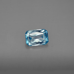 Zircon bleue naturelle taille émeraude, 1,27 ct, VVS-VS
