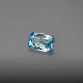 Zircon bleue naturelle taille émeraude, 1,27 ct, VVS-VS