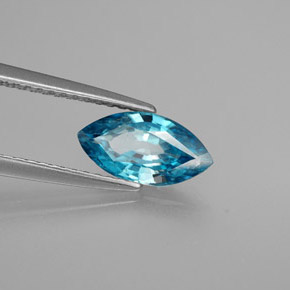 Zircon bleue naturelle marquise, 1,51 ct, VS