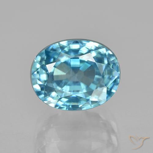 7.20ct Naturel Bleu Zircon, ovale, VS