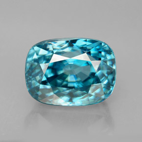 Zircon bleue naturelle coupe coussin, 7,57 ct, VVS