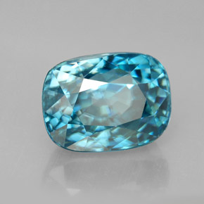 Zircon bleue naturelle coupe coussin, 7,57 ct, VVS